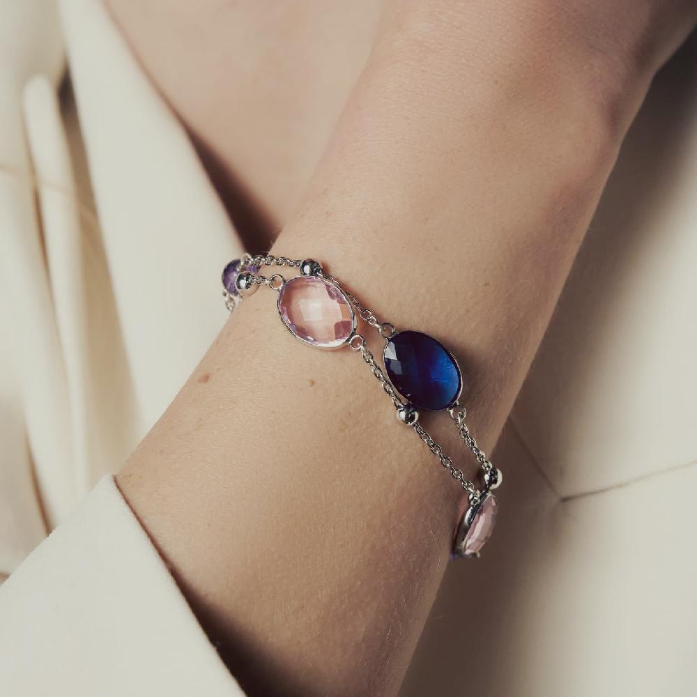 Unoaerre Bracciale Donna Con Pietre Rosa E Blu | UNOAERRE Gioielli