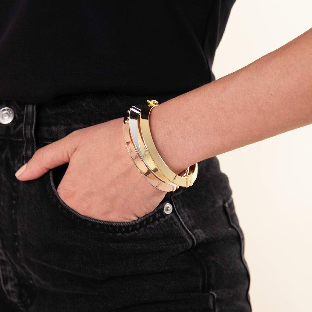 Unoaerre Bracciale Dorato Rigido A Tubo Triangolare Da Donna | UNOAERRE Gioielli