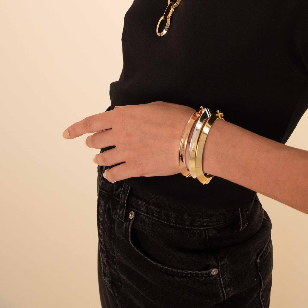 Unoaerre Bracciale Dorato Rigido A Tubo Triangolare Da Donna | UNOAERRE Gioielli