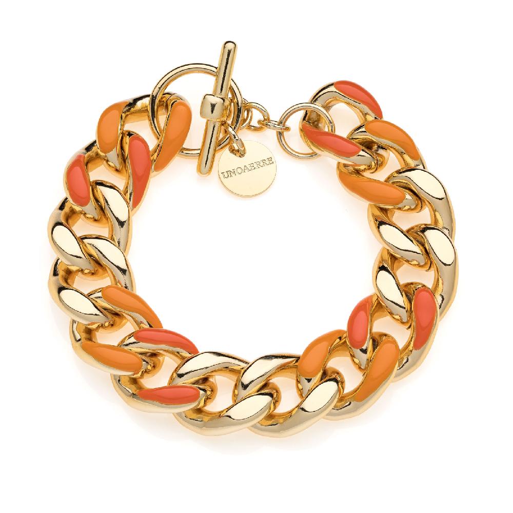 Unoaerre Bracciale grumetta dorato con smalto arancio | UNOAERRE Gioielli