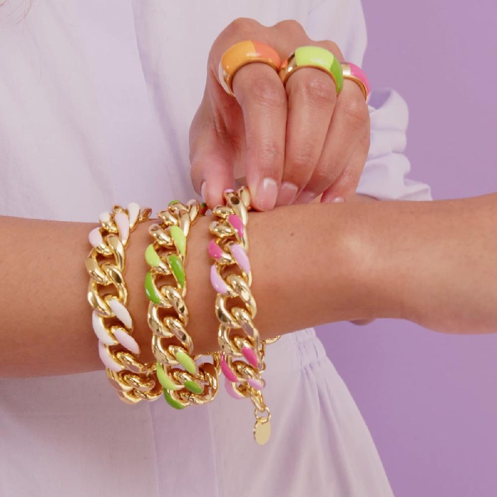 Unoaerre Bracciale Grumetta Dorato Con Smalto Fucsia | UNOAERRE Gioielli