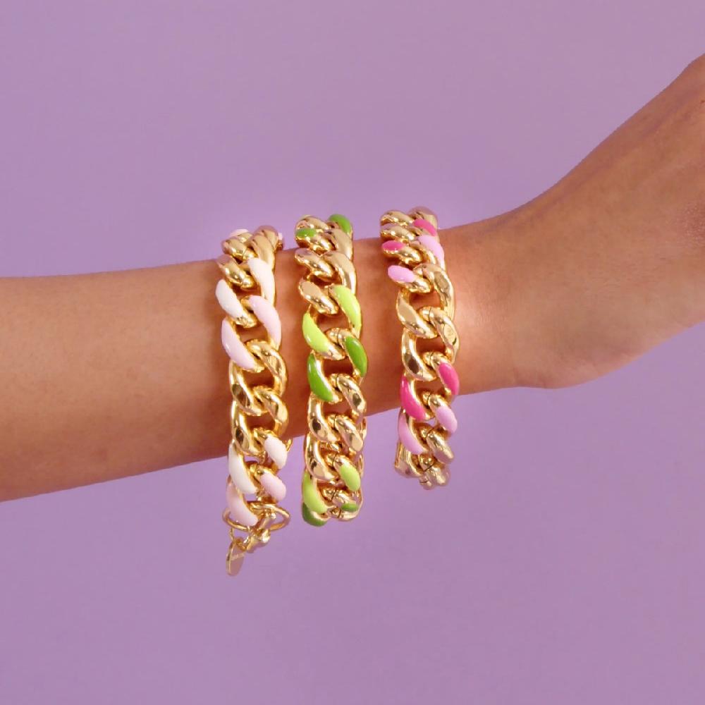 Unoaerre Bracciale Grumetta Dorato Con Smalto Fucsia | UNOAERRE Gioielli