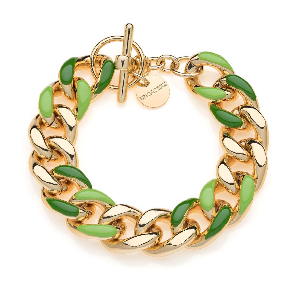Unoaerre Bracciale grumetta dorato con smalto verde | UNOAERRE Gioielli