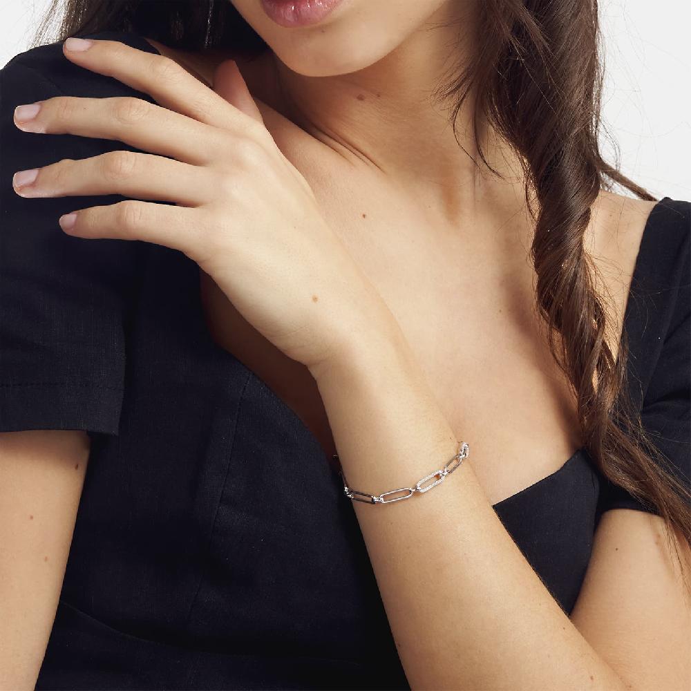 Unoaerre Bracciale In Argento Bianco Con Cubic Zirconia Bianchi | UNOAERRE Gioielli