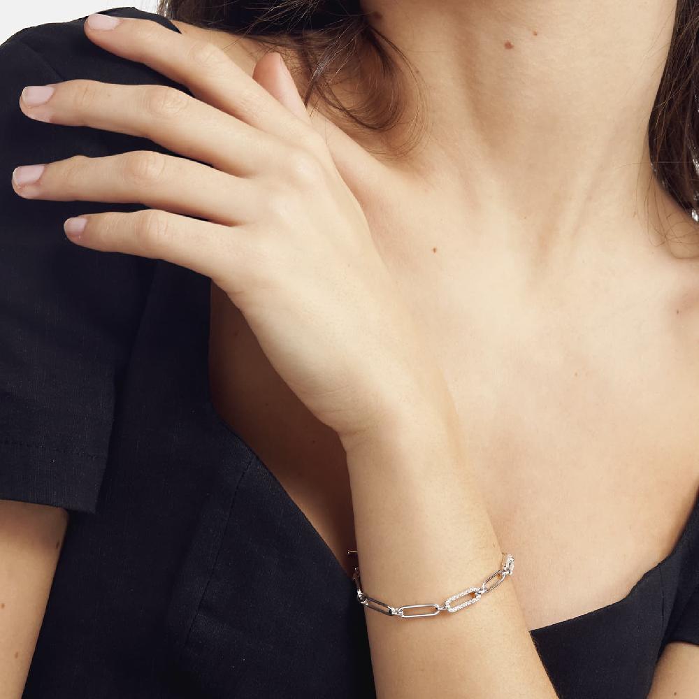 Unoaerre Bracciale In Argento Bianco Con Cubic Zirconia Bianchi | UNOAERRE Gioielli