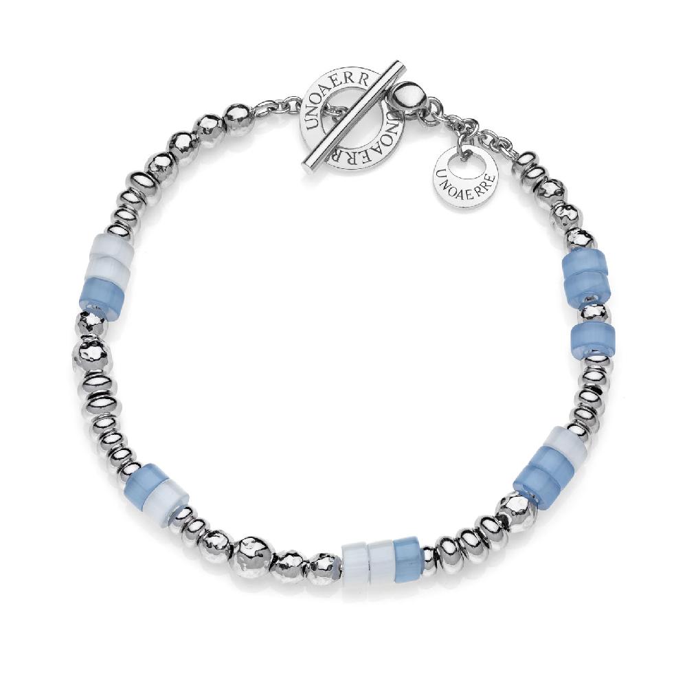 Unoaerre Bracciale in argento bianco con pietre azzurre | UNOAERRE Gioielli