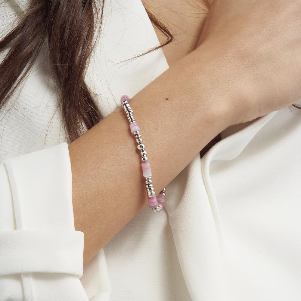Unoaerre Bracciale In Argento Bianco Con Pietre Rosa | UNOAERRE Gioielli