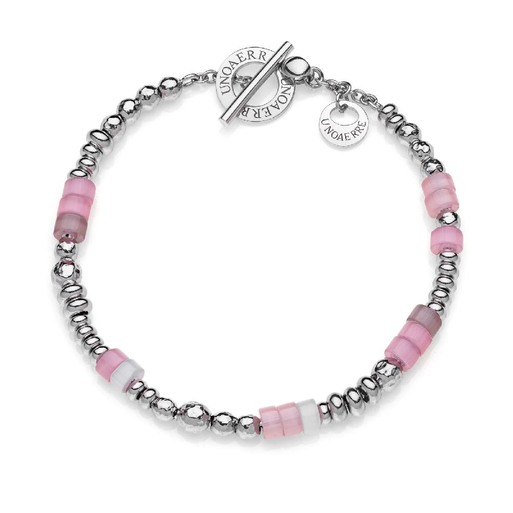 Unoaerre Bracciale in argento bianco con pietre rosa | UNOAERRE Gioielli
