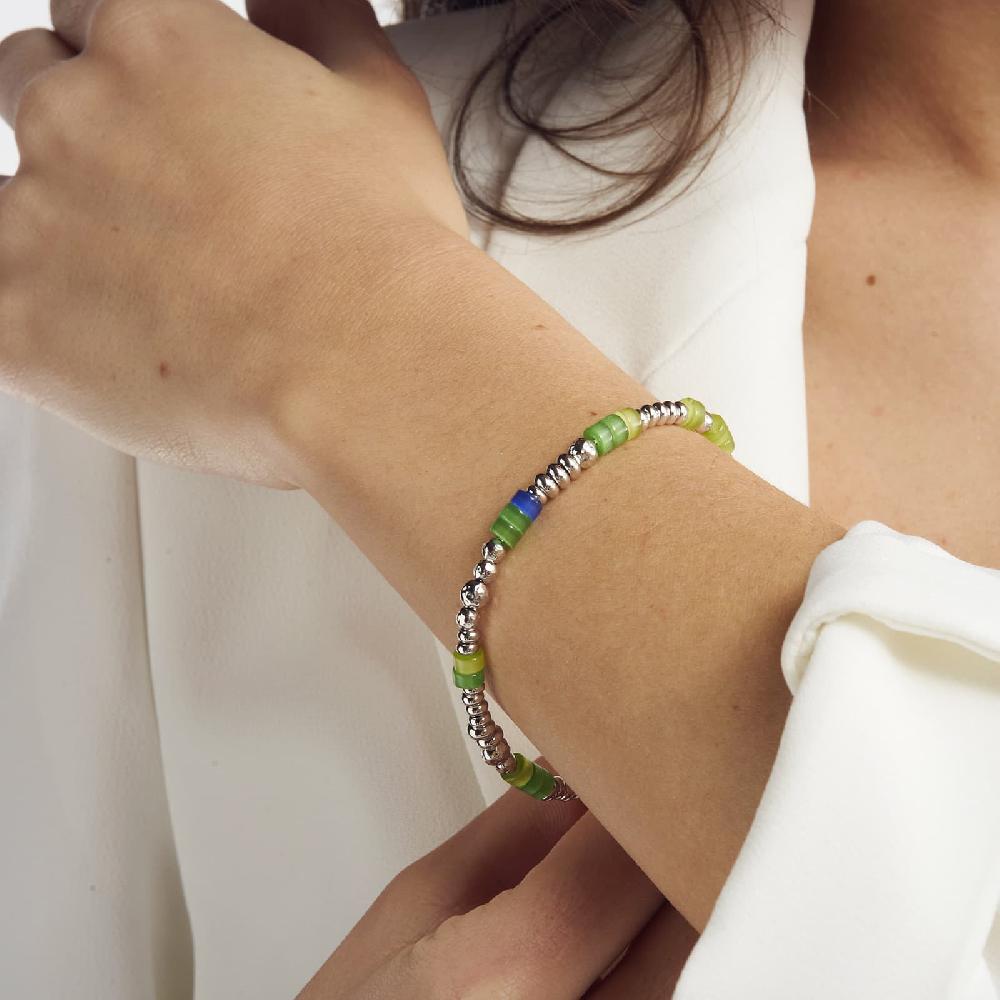 Unoaerre Bracciale In Argento Bianco Pietre Verdi | UNOAERRE Gioielli