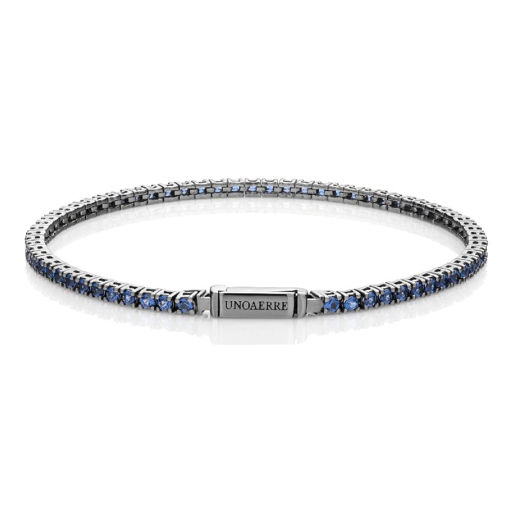 Unoaerre Bracciale in argento brunito con pietre blu | UNOAERRE Gioielli