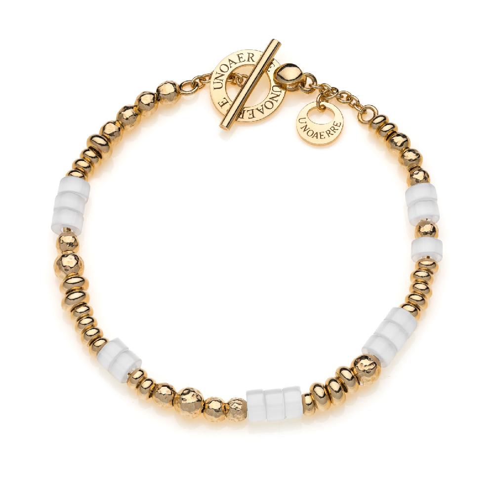 Unoaerre Bracciale in argento dorato con pietre bianche | UNOAERRE Gioielli
