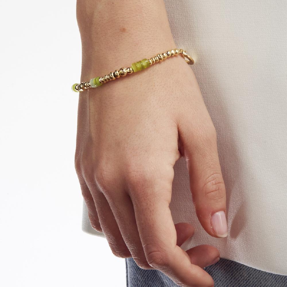 Unoaerre Bracciale In Argento Dorato Con Pietre Verdi | UNOAERRE Gioielli