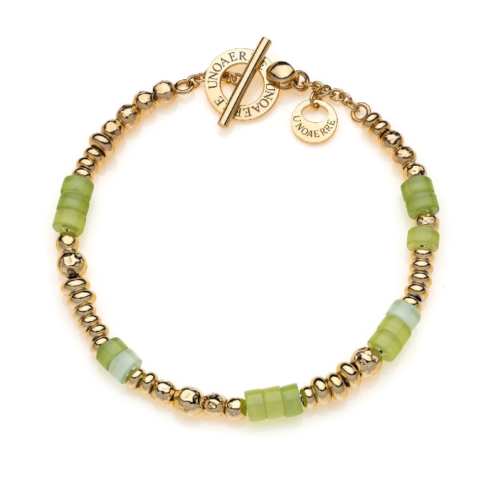 Unoaerre Bracciale in argento dorato con pietre verdi | UNOAERRE Gioielli