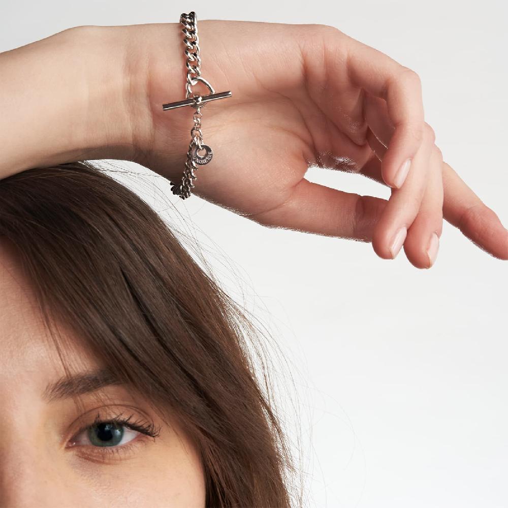 Unoaerre Bracciale In Argento Rodiato Con Cuori E Cubic Zirconia | UNOAERRE Gioielli