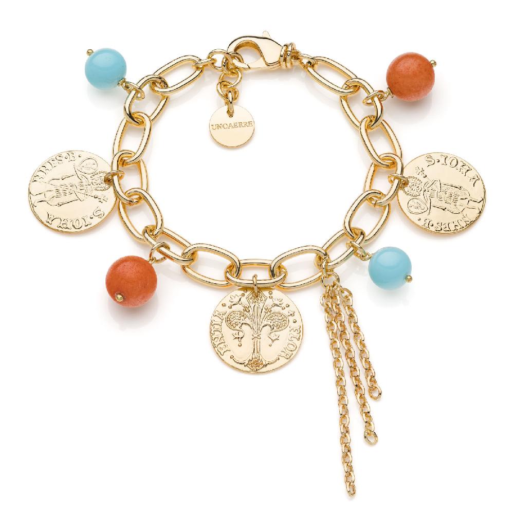 Unoaerre Bracciale in bronzo dorato con charms | UNOAERRE Gioielli