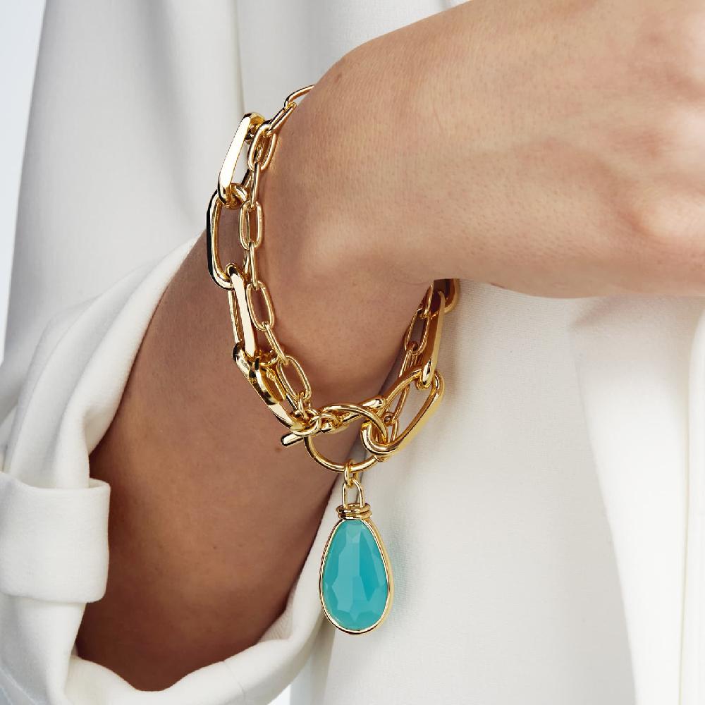 Unoaerre Bracciale In Bronzo Dorato Cristallo Turchese | UNOAERRE Gioielli