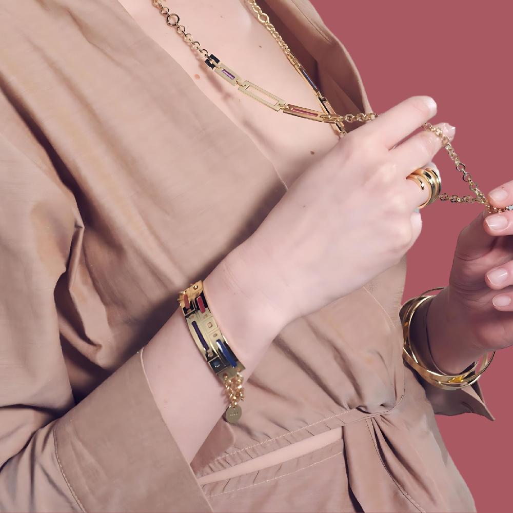 Unoaerre Bracciale In Bronzo Dorato E Smalto Colorato | UNOAERRE Gioielli