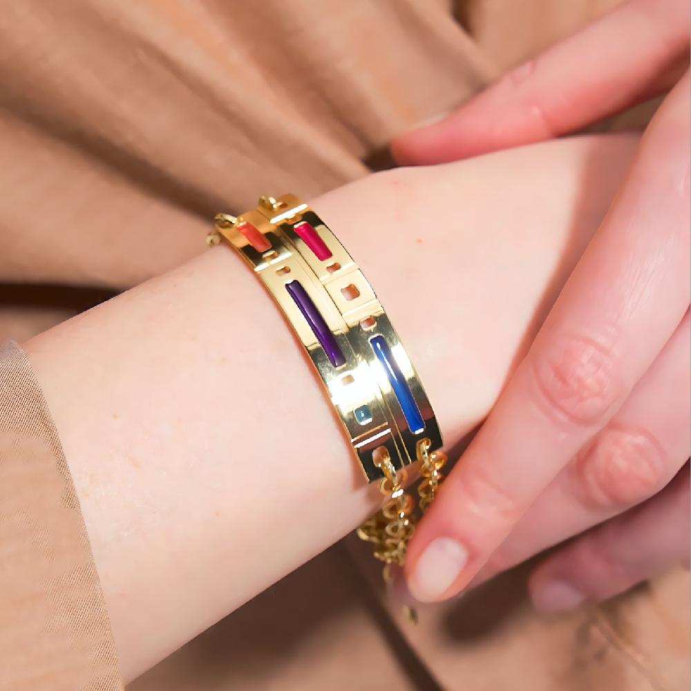 Unoaerre Bracciale In Bronzo Dorato E Smalto Colorato | UNOAERRE Gioielli