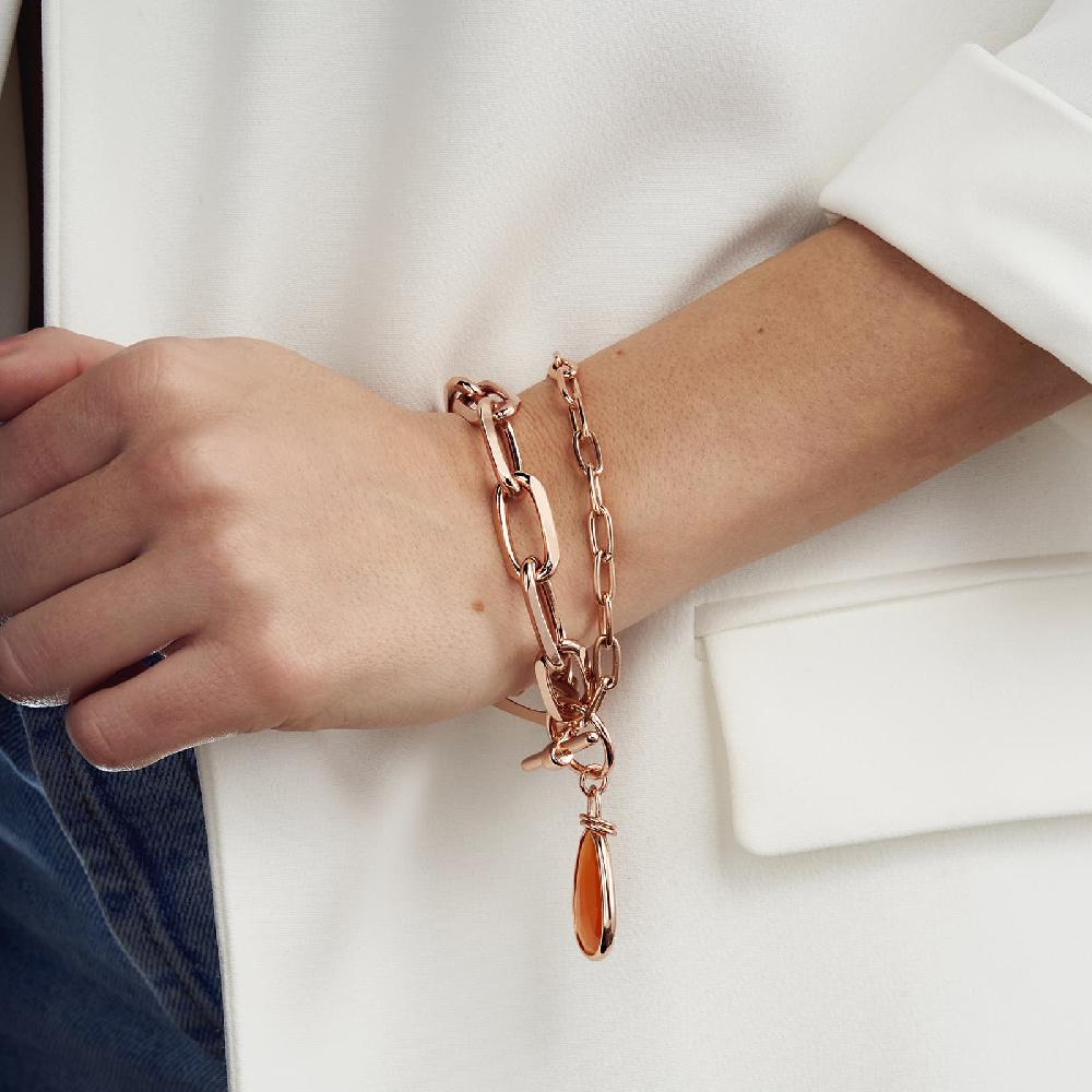 Unoaerre Bracciale In Bronzo Dorato Rosa Cristallo Ambra | UNOAERRE Gioielli