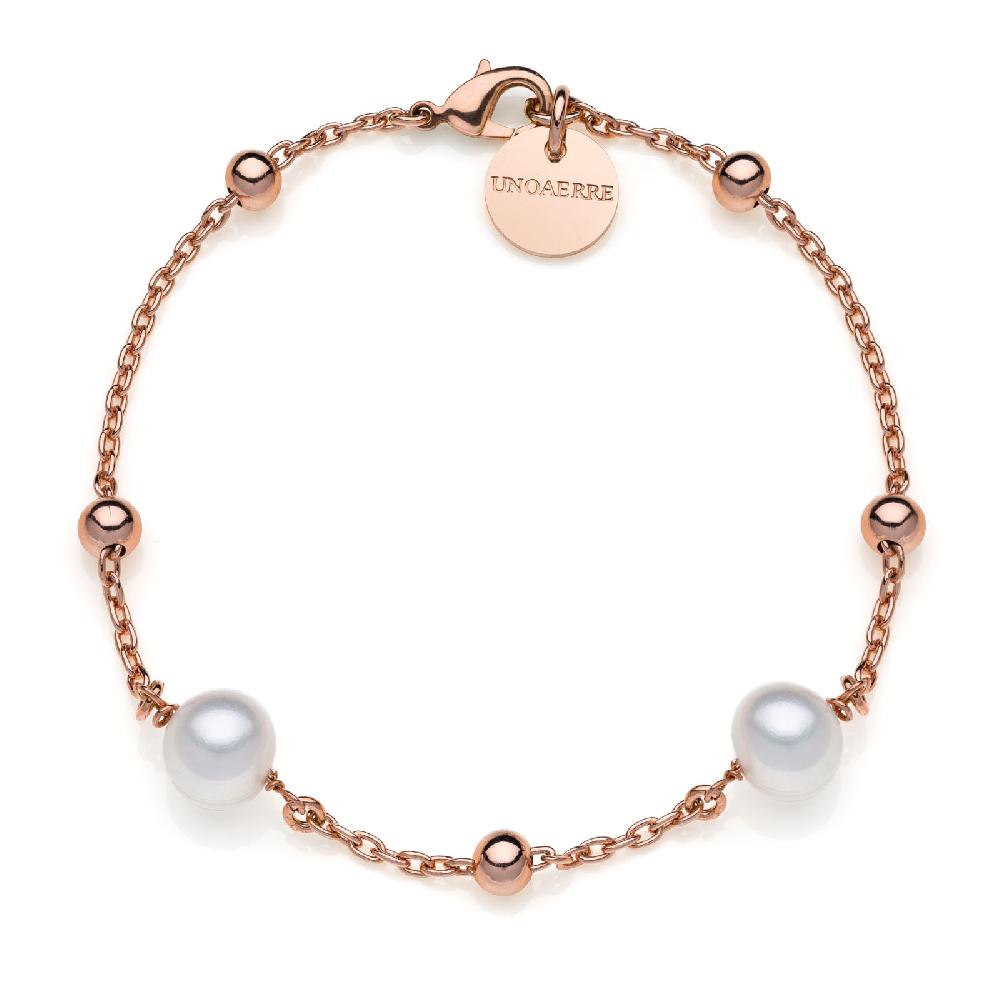 Unoaerre Bracciale in bronzo dorato rosa perle naturali | UNOAERRE Gioielli