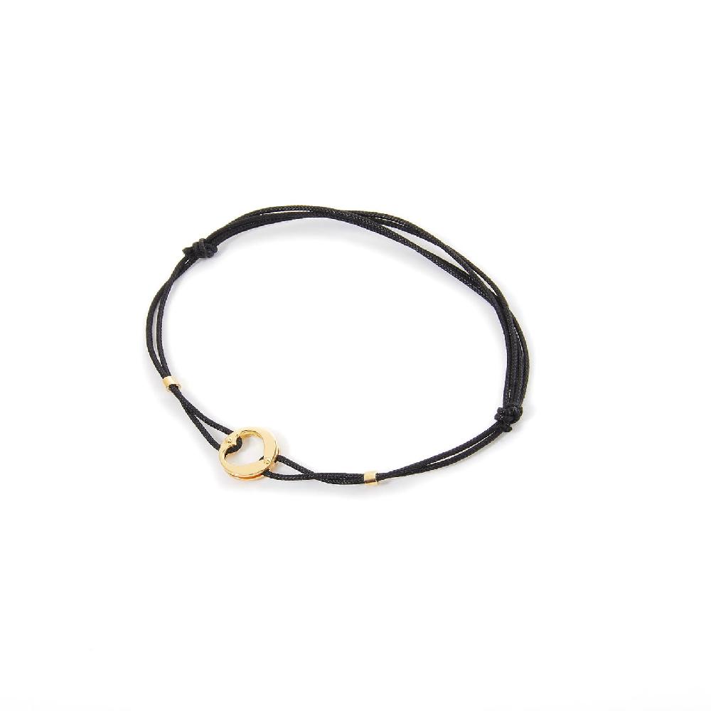 Unoaerre Bracciale in oro con cuore e cordoncino nero | UNOAERRE Gioielli