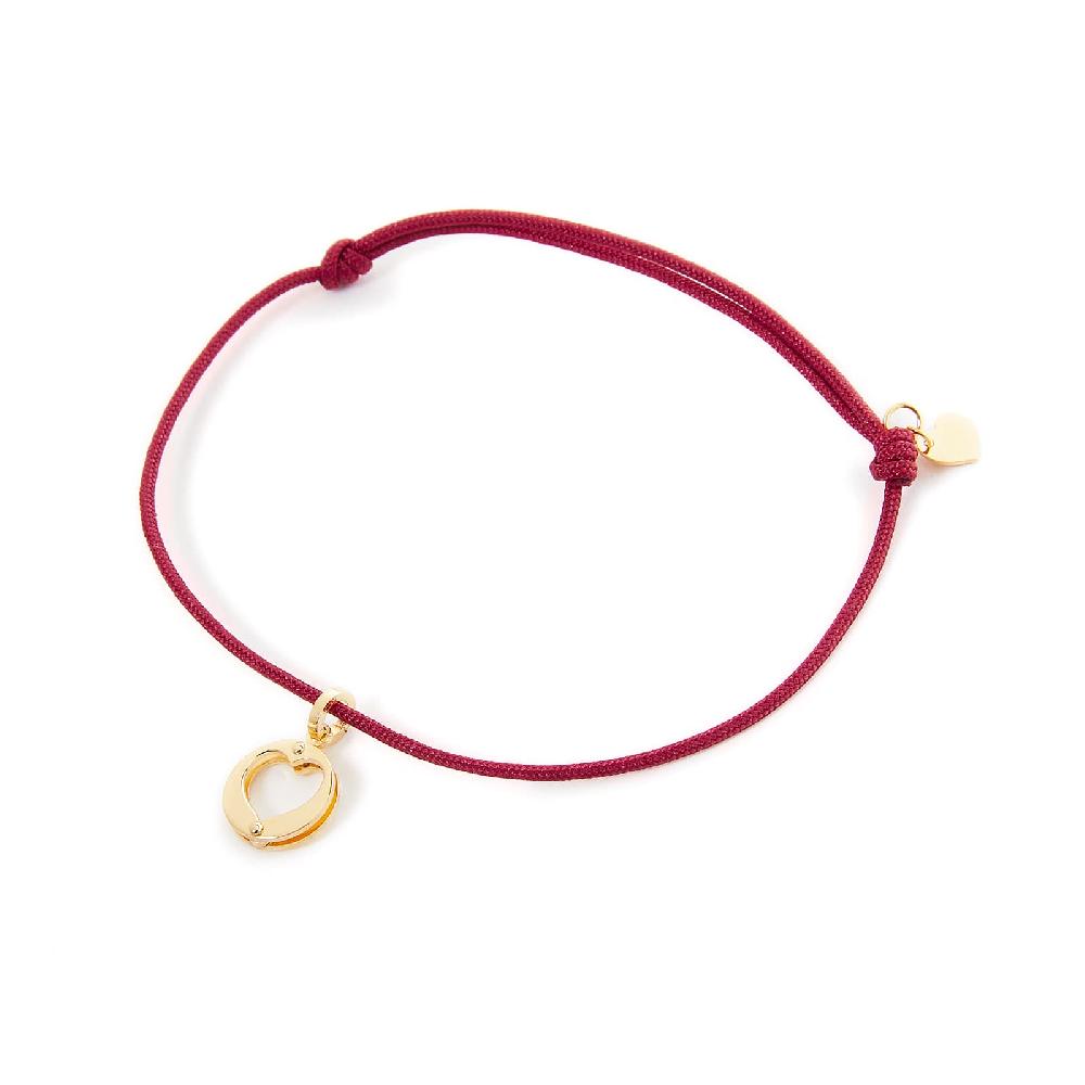 Unoaerre Bracciale In Oro Con Cuore E Cordoncino Rosso | UNOAERRE Gioielli
