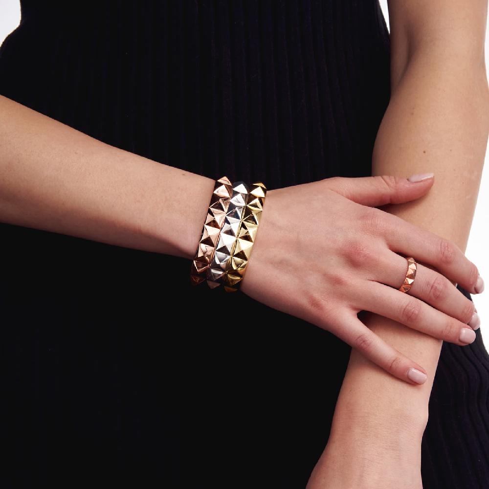 Unoaerre Bracciale Rigido In Bronzo Argentato Piramidi | UNOAERRE Gioielli