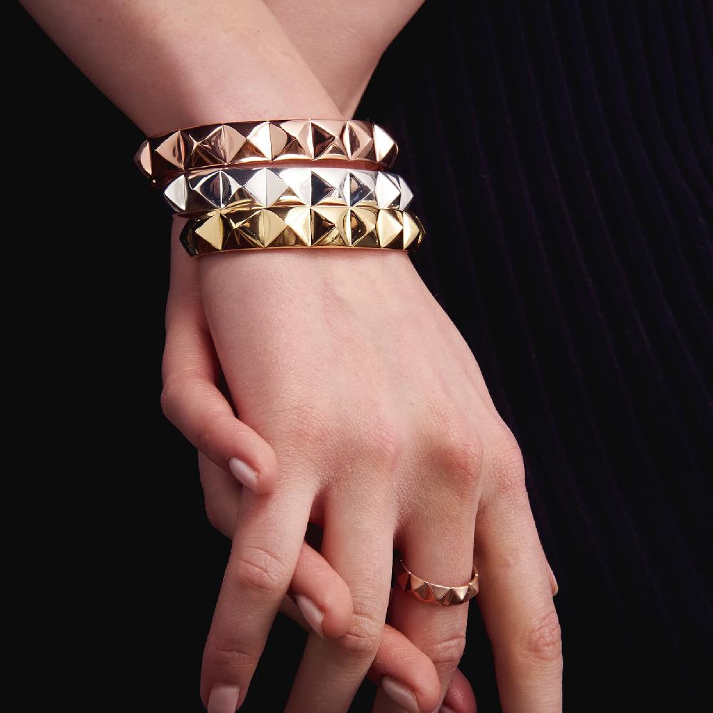 Unoaerre Bracciale Rigido In Bronzo Argentato Piramidi | UNOAERRE Gioielli