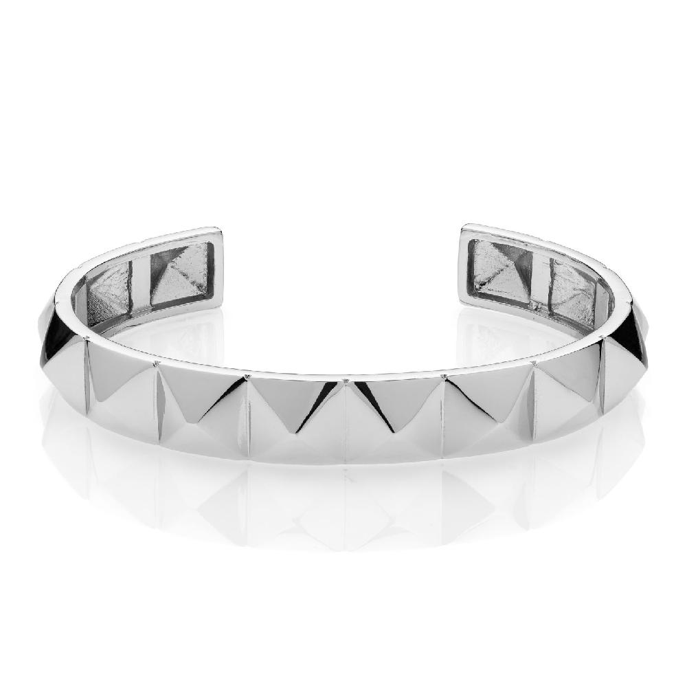 Unoaerre Bracciale rigido in bronzo argentato piramidi | UNOAERRE Gioielli