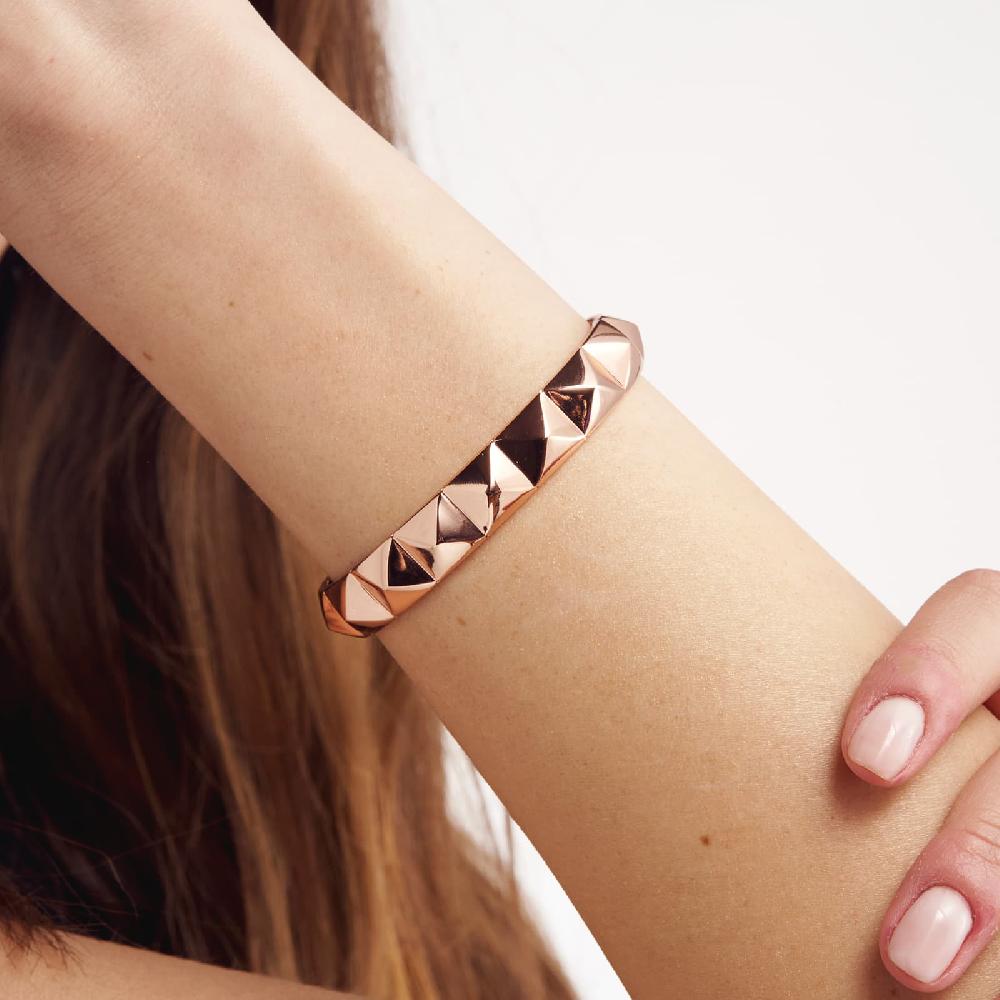 Unoaerre Bracciale Rigido In Bronzo Dorato Rosa Piramidi | UNOAERRE Gioielli