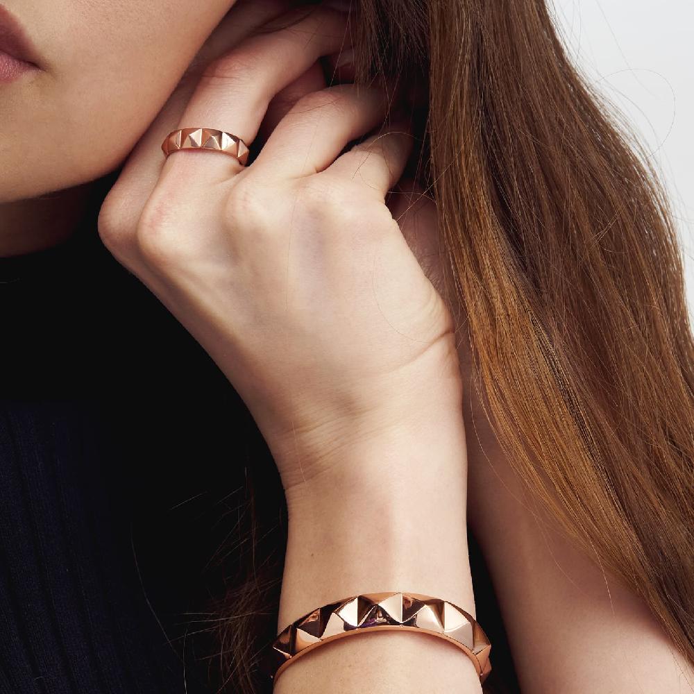 Unoaerre Bracciale Rigido In Bronzo Dorato Rosa Piramidi | UNOAERRE Gioielli