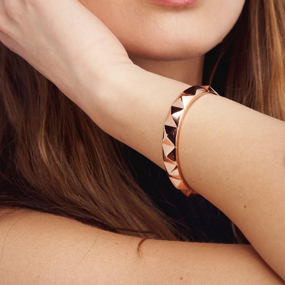 Unoaerre Bracciale Rigido In Bronzo Dorato Rosa Piramidi | UNOAERRE Gioielli