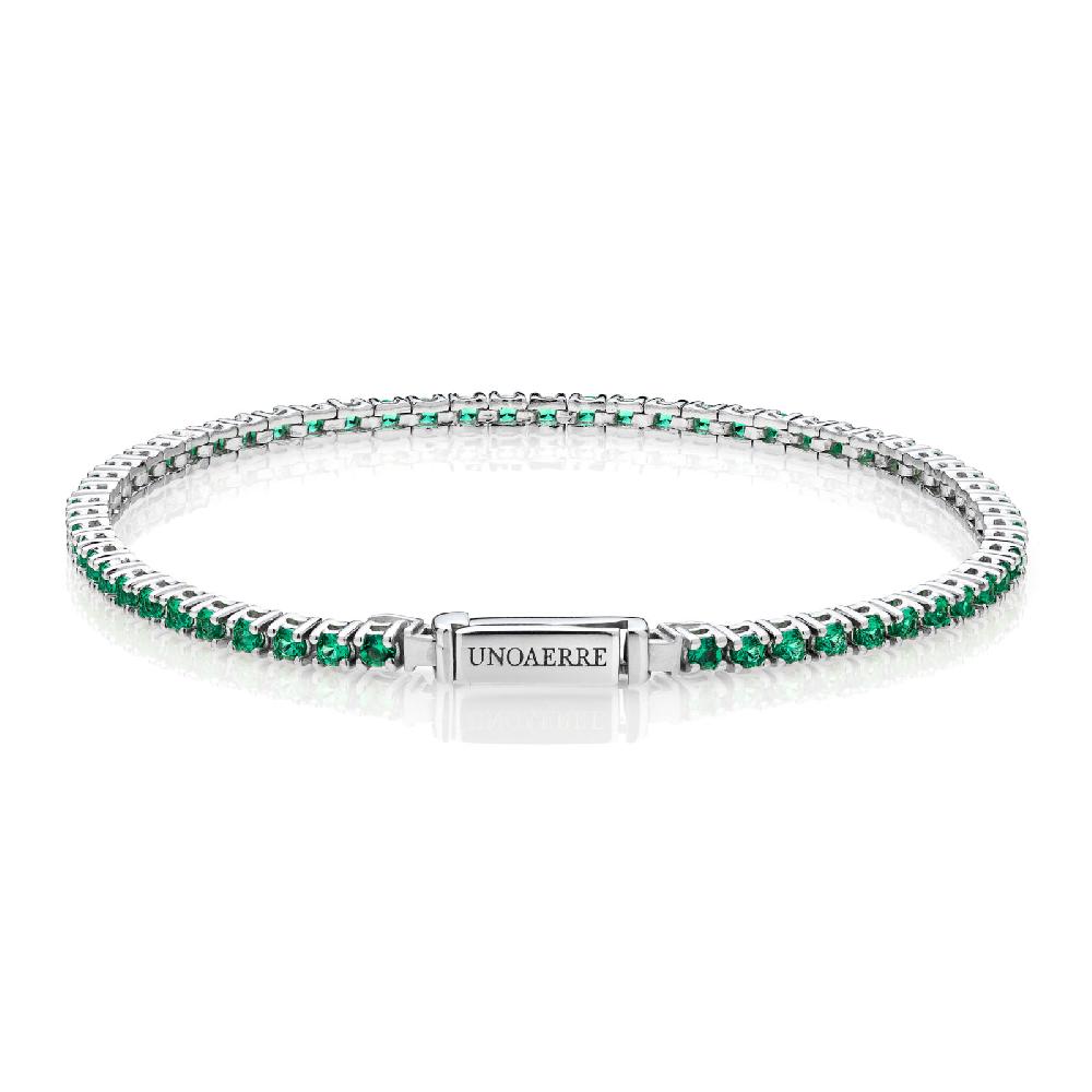 Unoaerre Bracciale tennis in argento con zirconi verdi | UNOAERRE Gioielli
