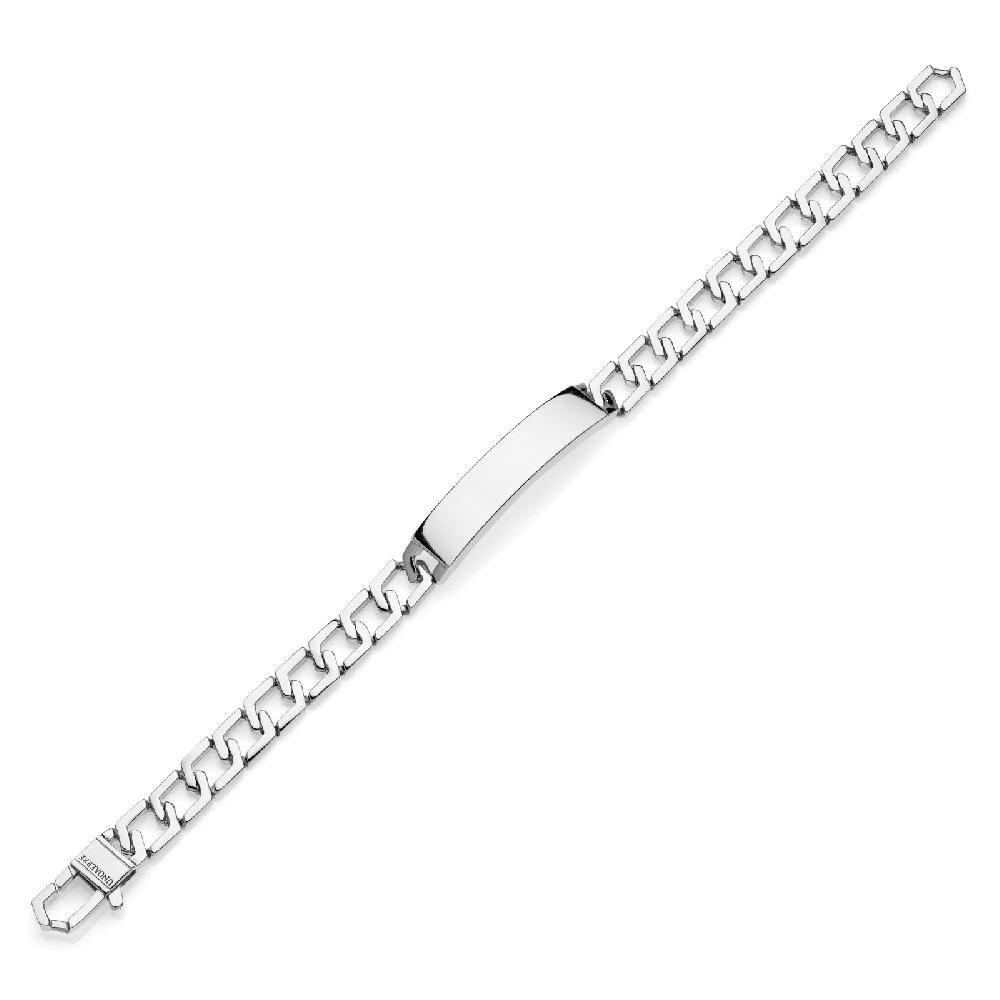 Unoaerre Bracciale uomo argento groumette targa | UNOAERRE Gioielli