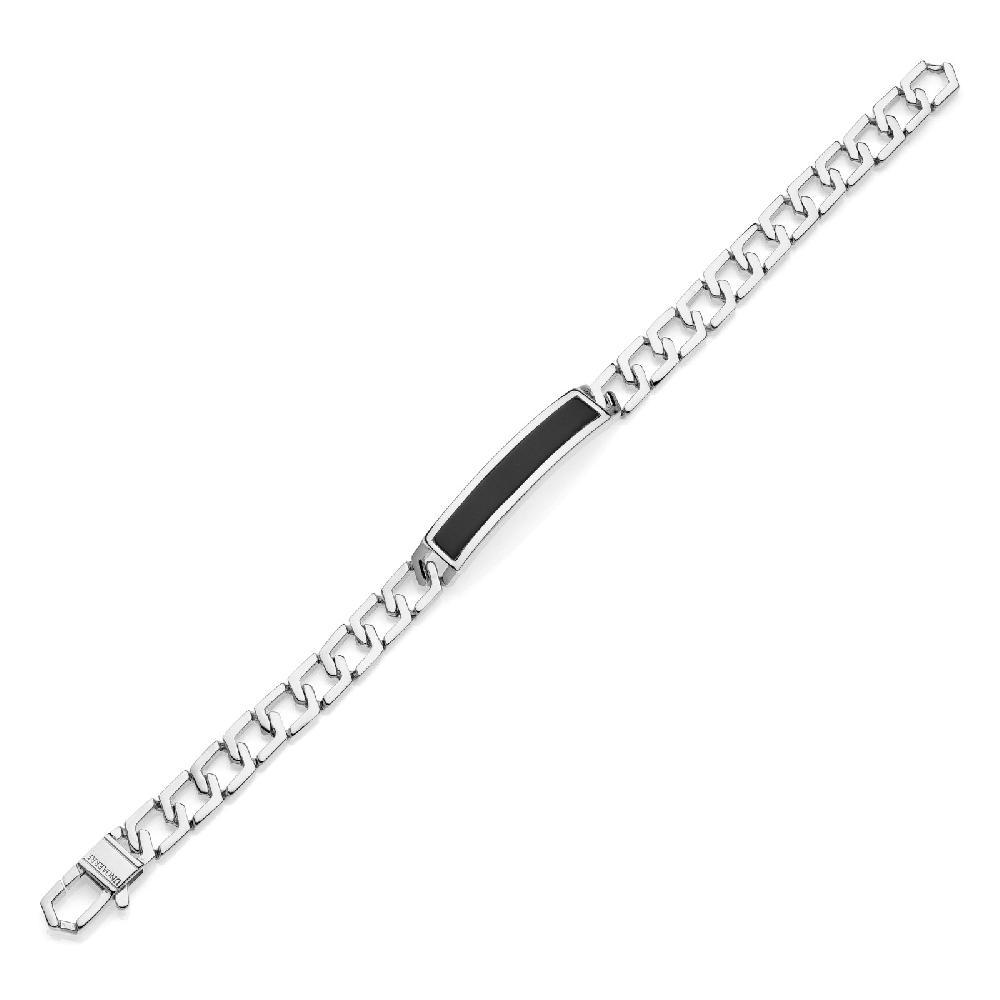 Unoaerre Bracciale uomo argento targa onice | UNOAERRE Gioielli