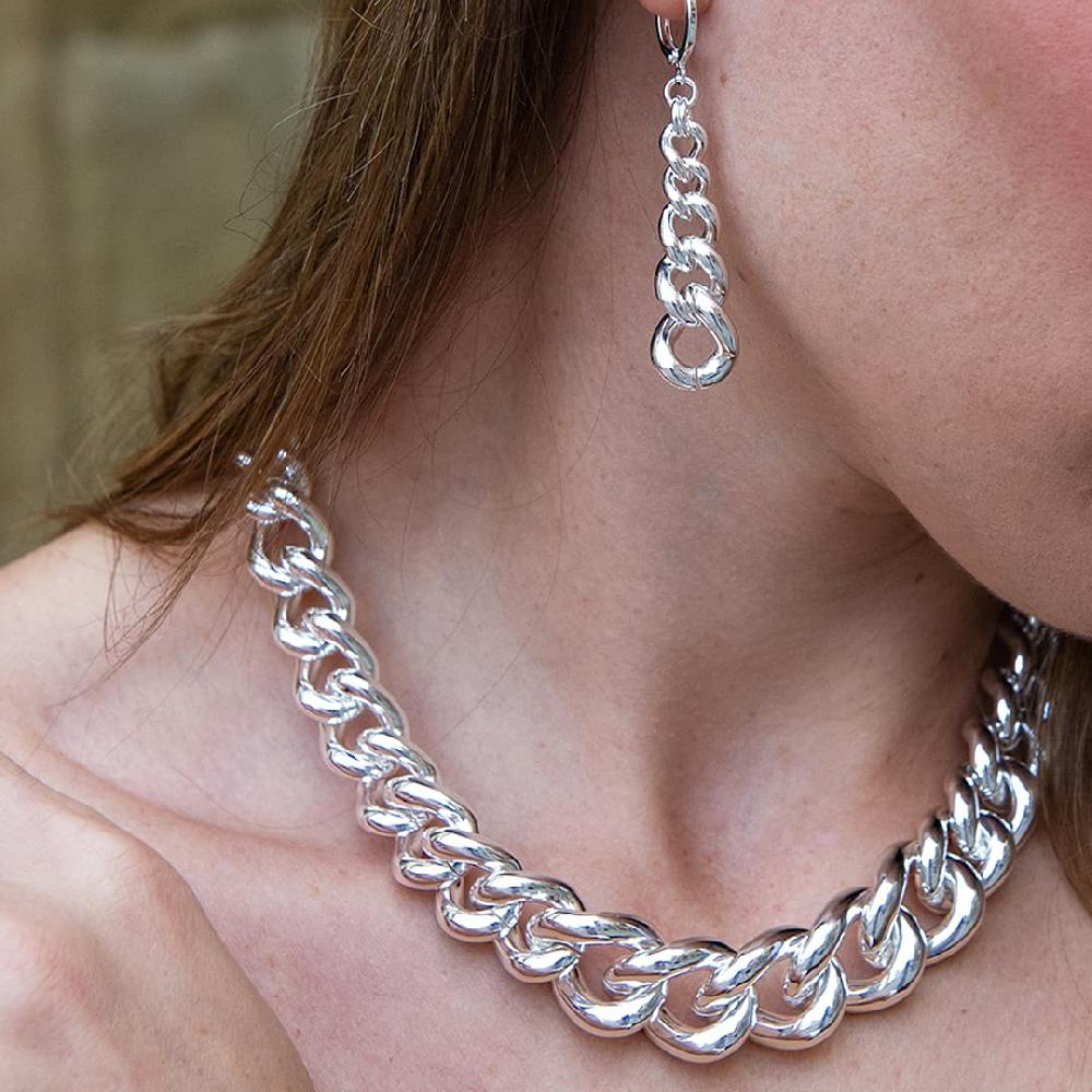 Unoaerre Collana Con Catena Argentata In Bronzo | UNOAERRE Gioielli