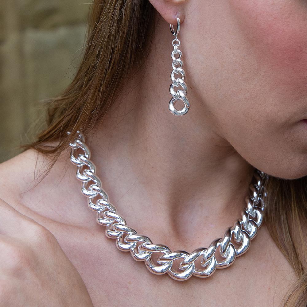 Unoaerre Collana Con Catena Argentata In Bronzo | UNOAERRE Gioielli