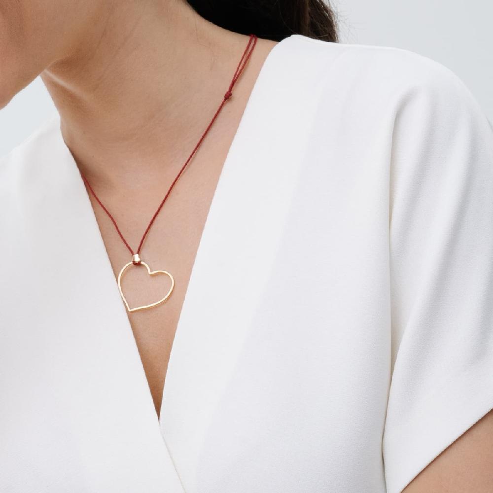 Unoaerre Collana Con Pendente Cuore In Oro E Cordino Rosso | UNOAERRE Gioielli