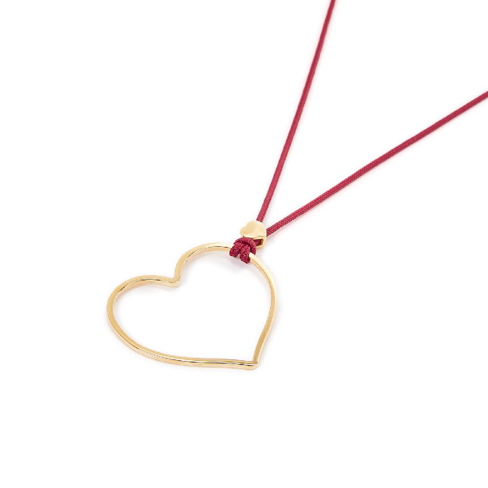 Unoaerre Collana Con Pendente Cuore In Oro E Cordino Rosso | UNOAERRE Gioielli