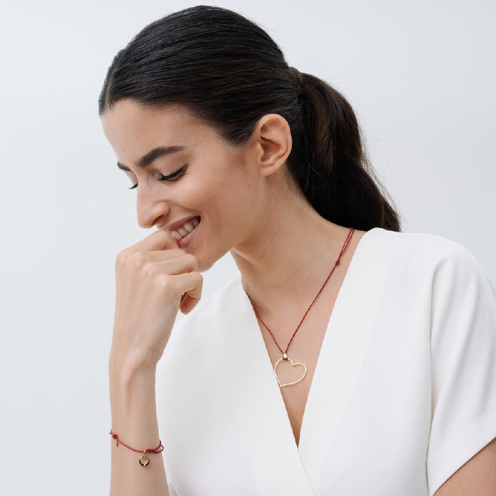 Unoaerre Collana Con Pendente Cuore In Oro E Cordino Rosso | UNOAERRE Gioielli