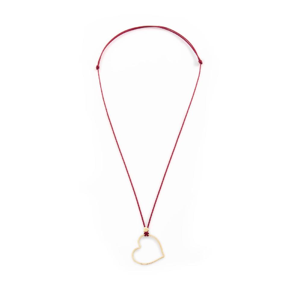 Unoaerre Collana con pendente cuore in oro e cordino rosso | UNOAERRE Gioielli
