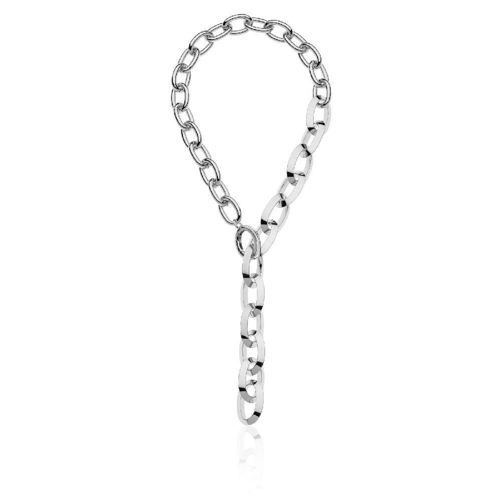 Unoaerre Collana di catena forzatina ovale a tubo liscio e triangolare con bagno in argento | UNOAERRE Gioielli