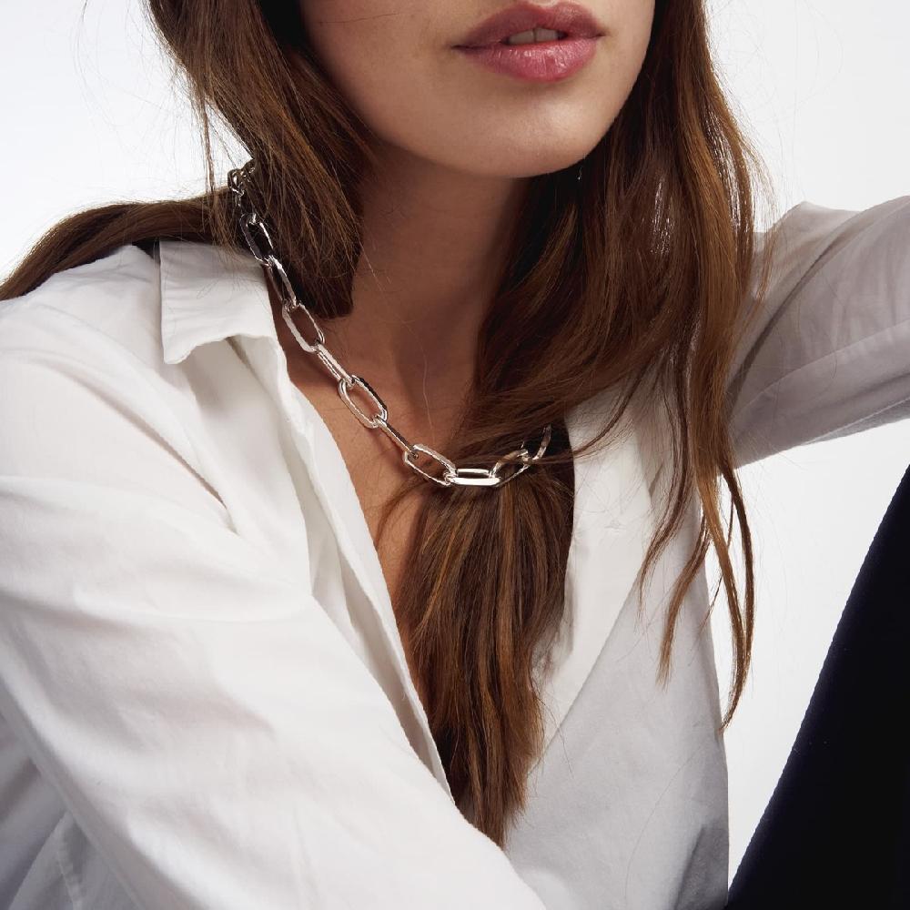 Unoaerre Collana Di Catena In Bronzo Argentato | UNOAERRE Gioielli