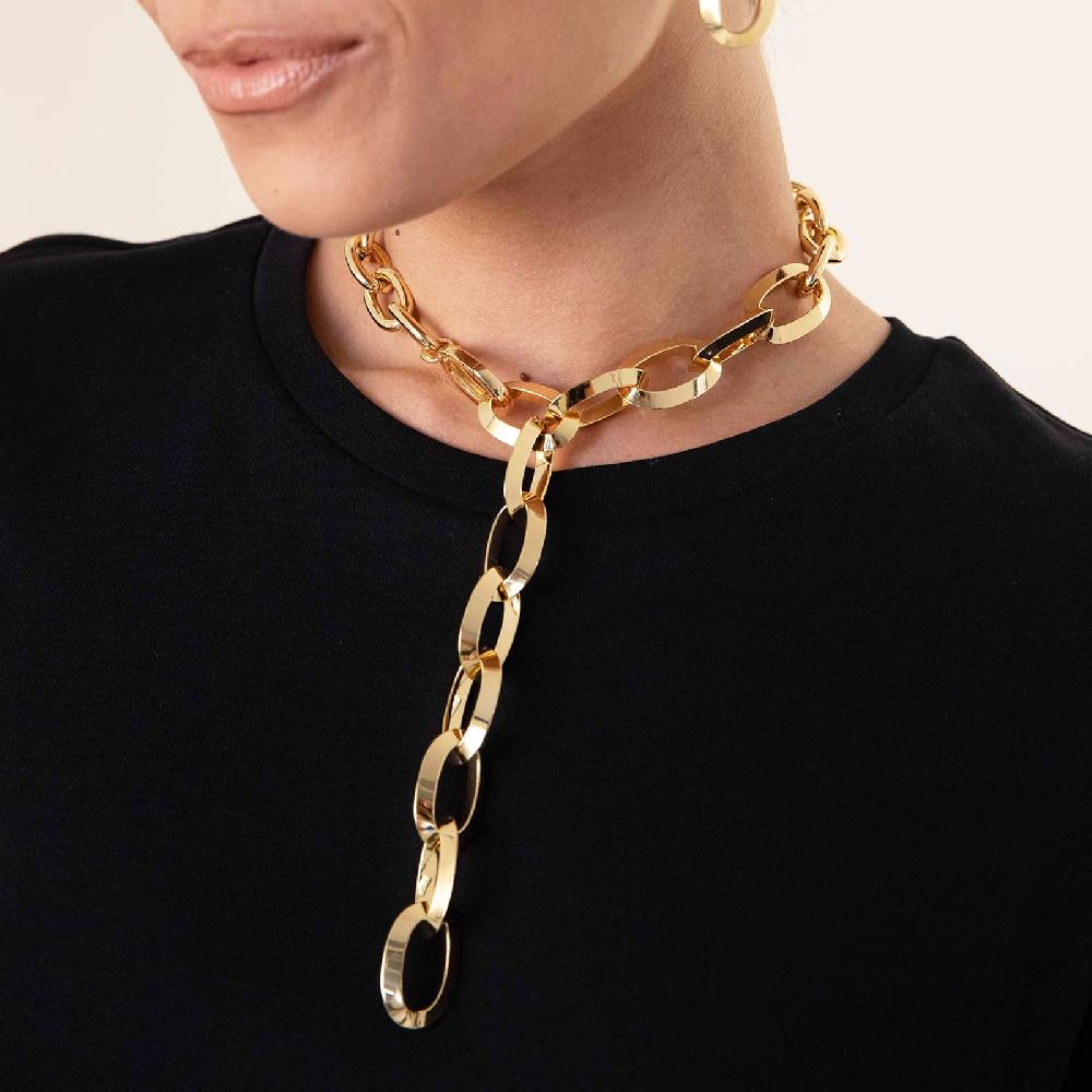 Unoaerre Collana Donna Bagno Oro Rosa Maglia Ovale A Tubo Liscio E Triangolare | UNOAERRE Gioielli