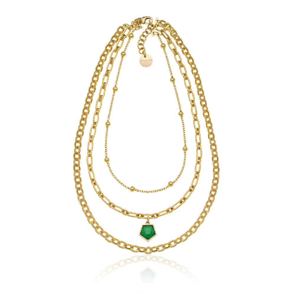 Unoaerre Collana donna dorata con pietra | UNOAERRE Gioielli