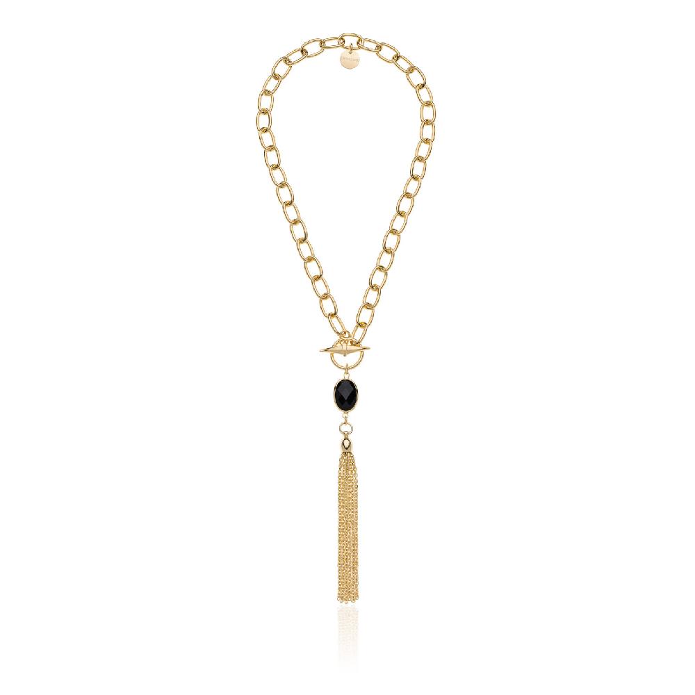 Unoaerre Collana donna dorata e pietra nera | UNOAERRE Gioielli