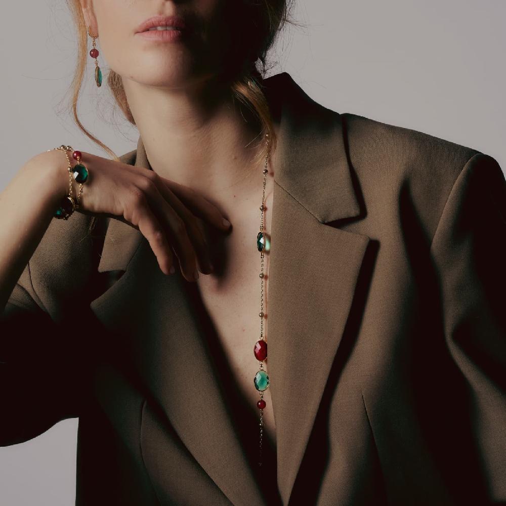 Unoaerre Collana Donna Pietre Verdi E Rosse | UNOAERRE Gioielli