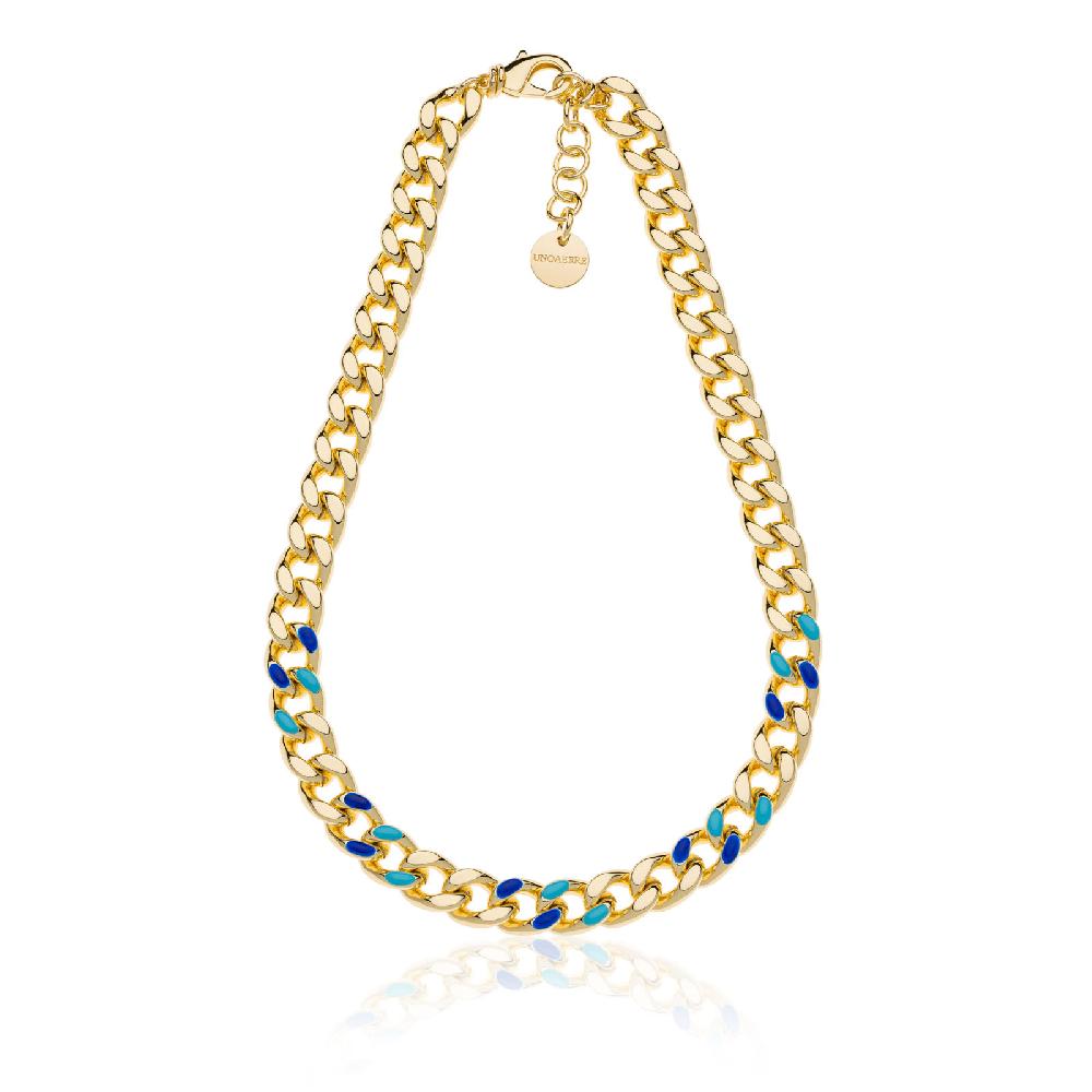 Unoaerre Collana groumette dorata e smalto blu | UNOAERRE Gioielli