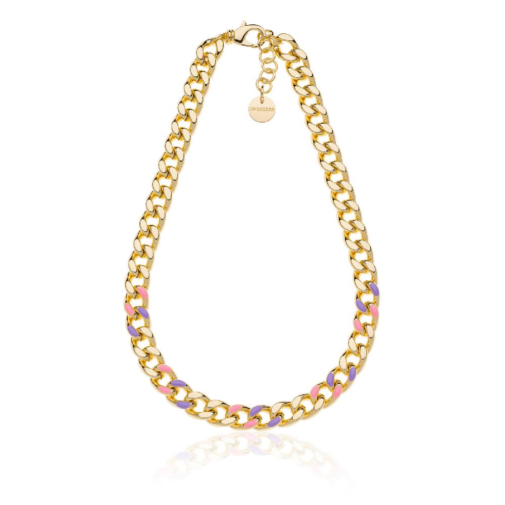 Unoaerre Collana groumette dorata e smalto rosa | UNOAERRE Gioielli