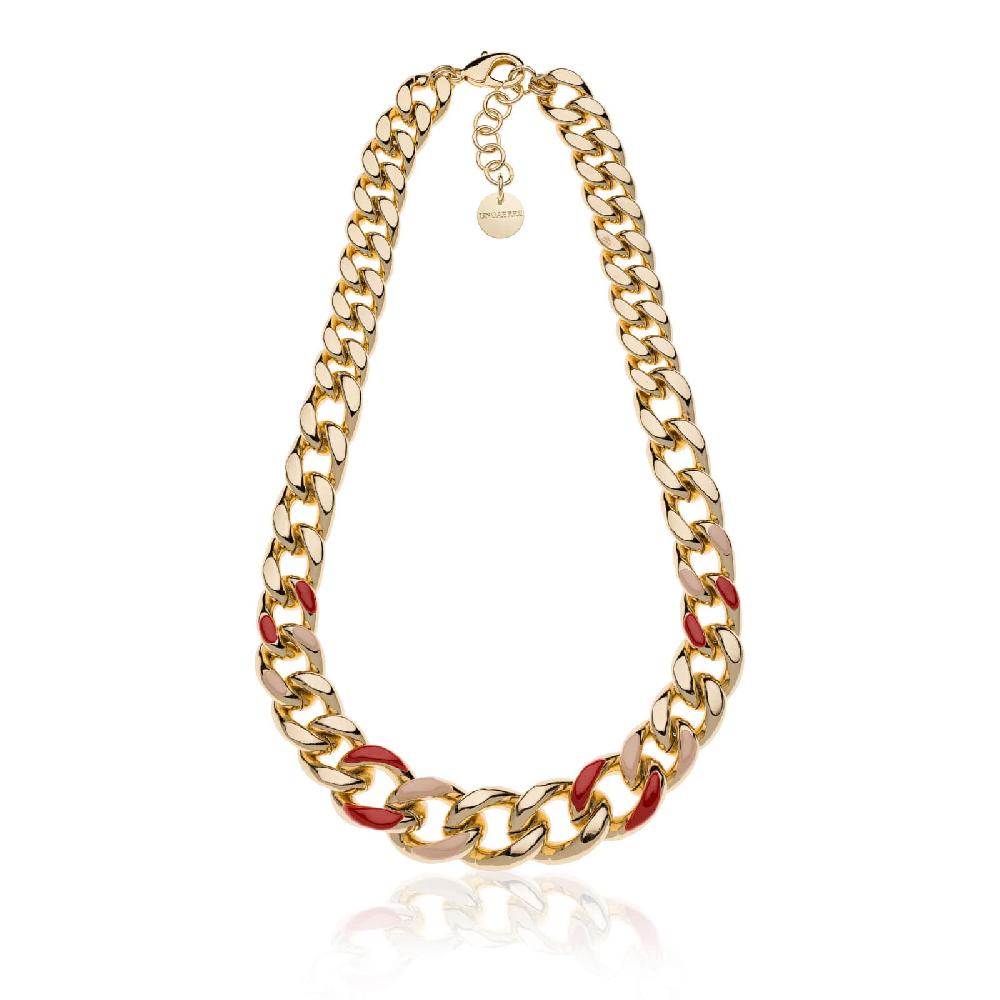 Unoaerre Collana groumette smalto rosso bordeaux e beige | UNOAERRE Gioielli